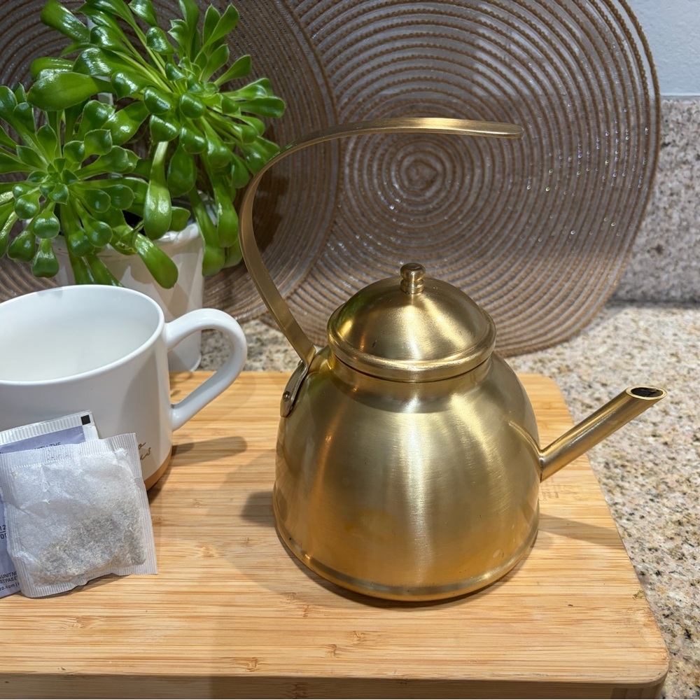 SOLD. Luxurious Gold Teapot with Curved Handle - Picture 3 of 5